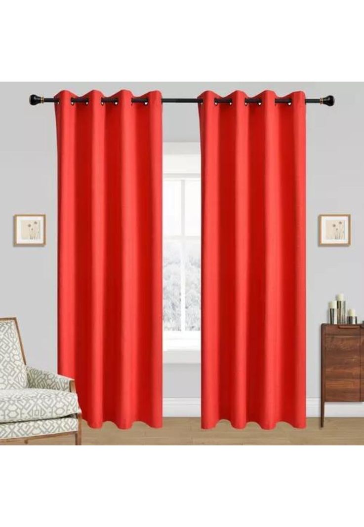 Cortina Lino Con Blackout Engomado Térmica 140x220 Rojo-3