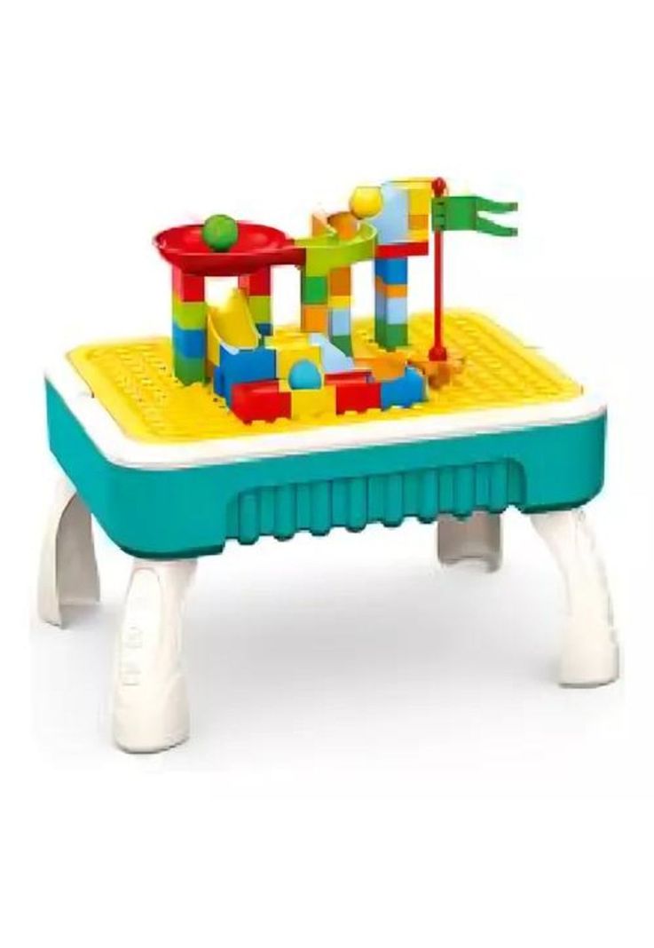Mesa de aprendizaje 2 en 1: bloques de construcción y pizarra 58 piezas-0