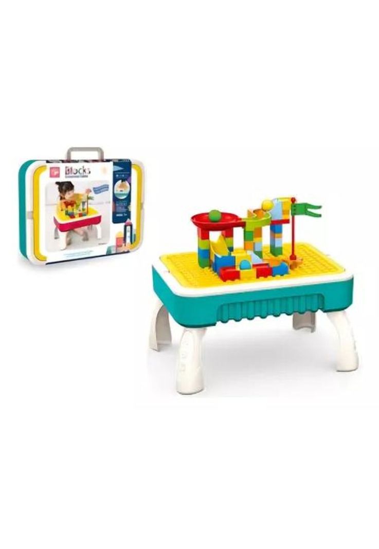 Mesa de aprendizaje 2 en 1: bloques de construcción y pizarra 58 piezas-3