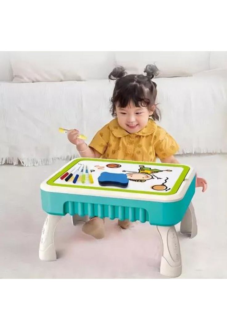 Mesa de aprendizaje 2 en 1: bloques de construcción y pizarra 58 piezas-5
