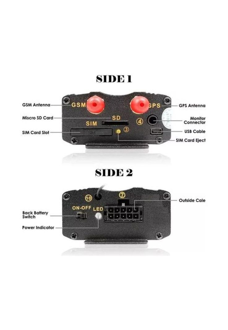 GPS Tracker para rastreo y seguimiento, corta corriente, color negro-4