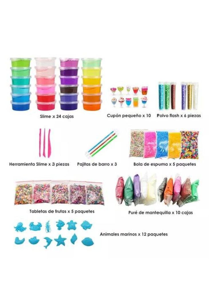 Set de bricolaje para hacer slime 120 piezas, 24 colores-1