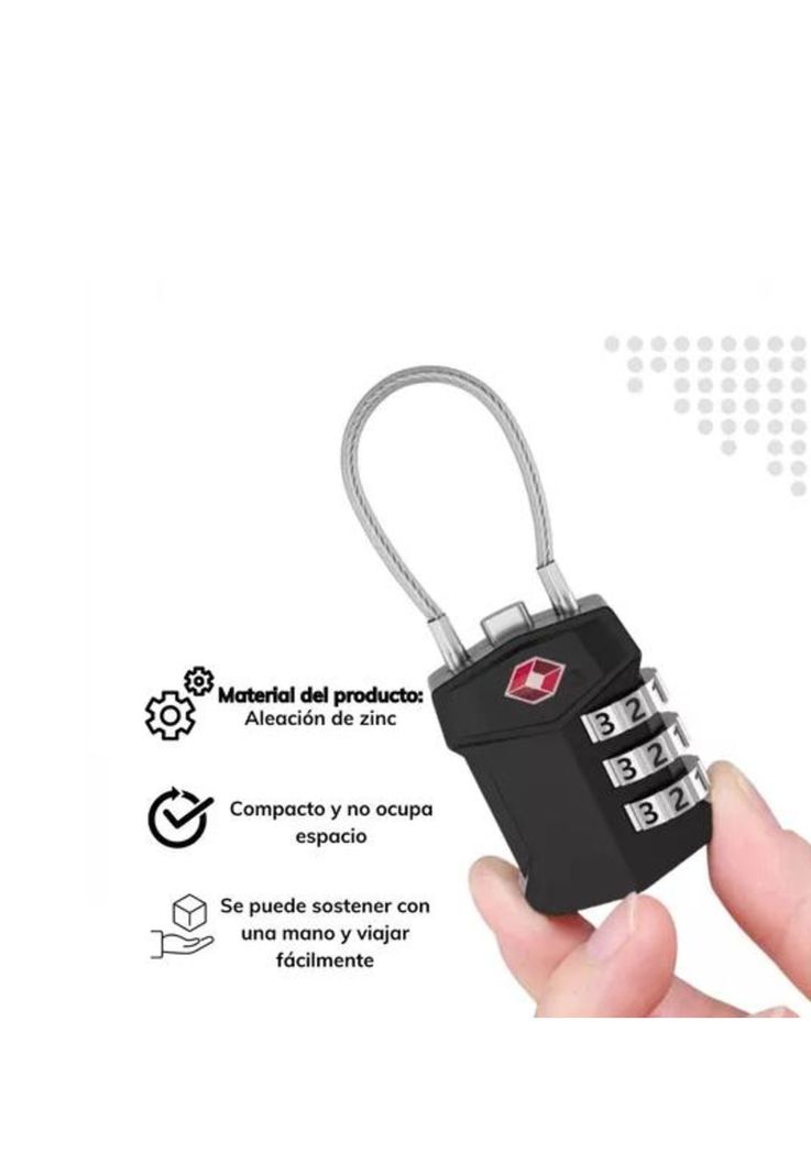 Candado de seguridad con cable de acero y clave de 3 dígi...-1