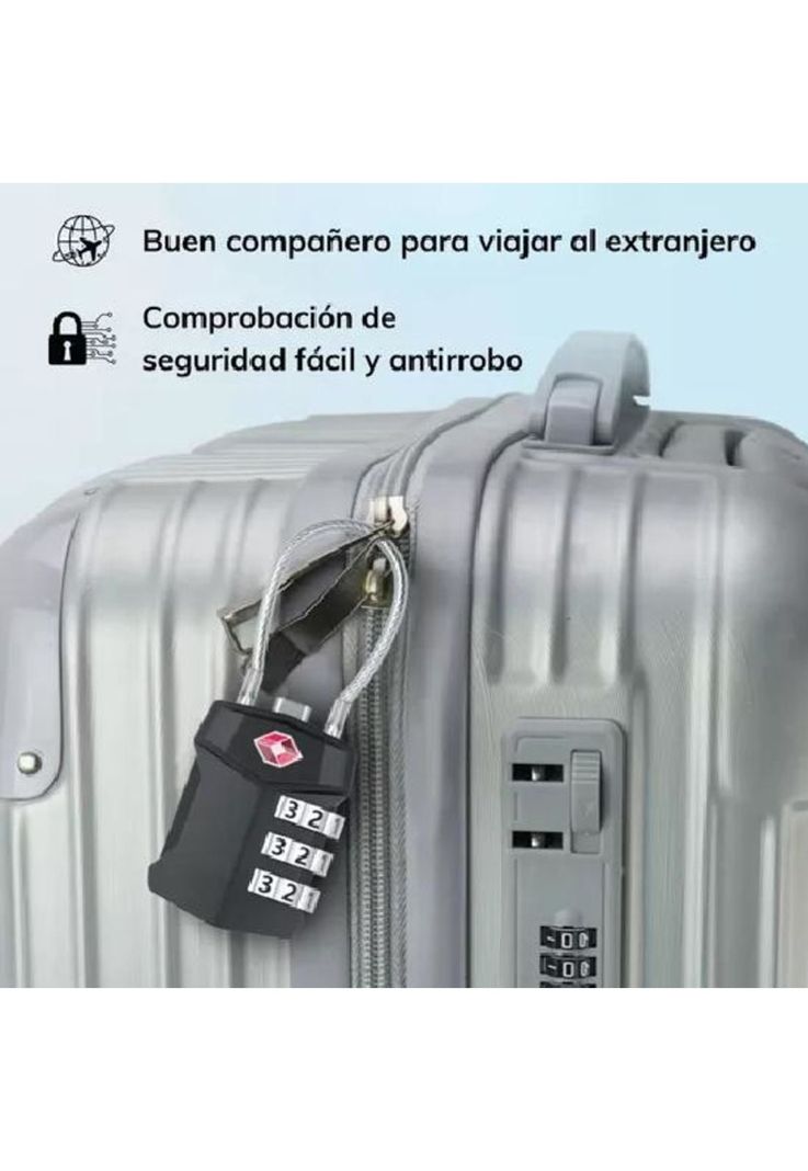 Candado de seguridad con cable de acero y clave de 3 dígi...-5