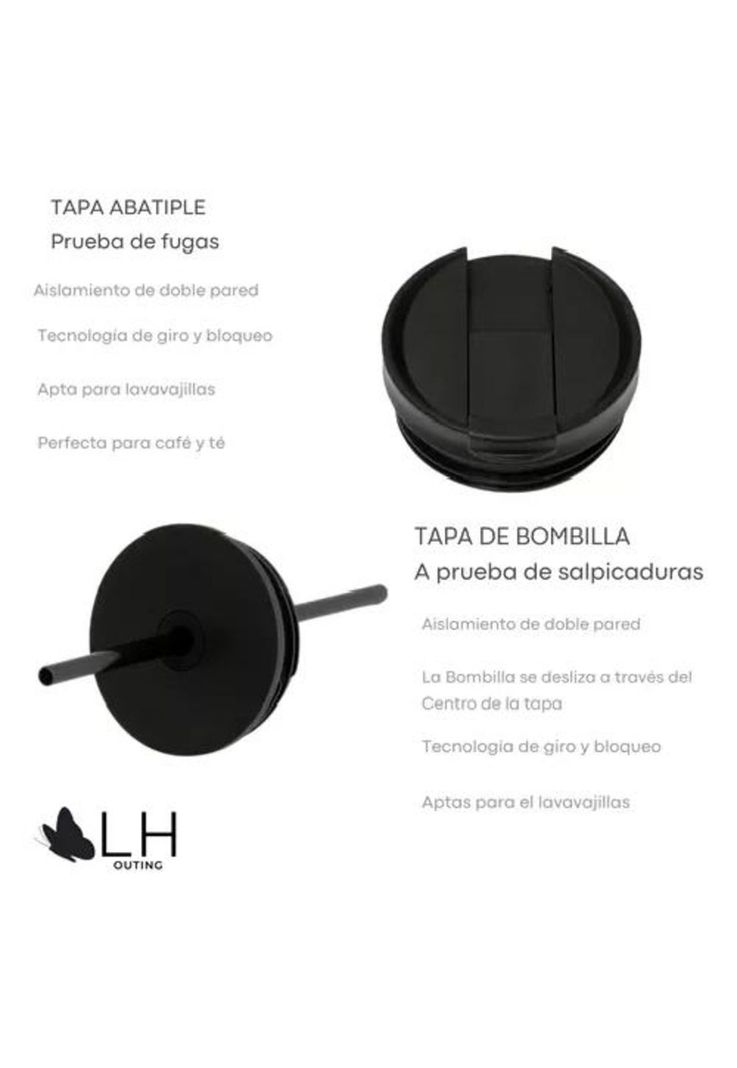 Vaso térmico mug LH 700 lt, acero inoxidable, frío y calor, color negro-1