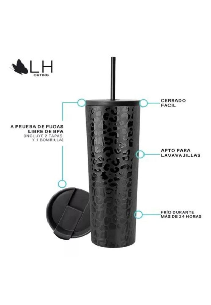 Vaso térmico mug LH 700 lt, acero inoxidable, frío y calor, color negro-2