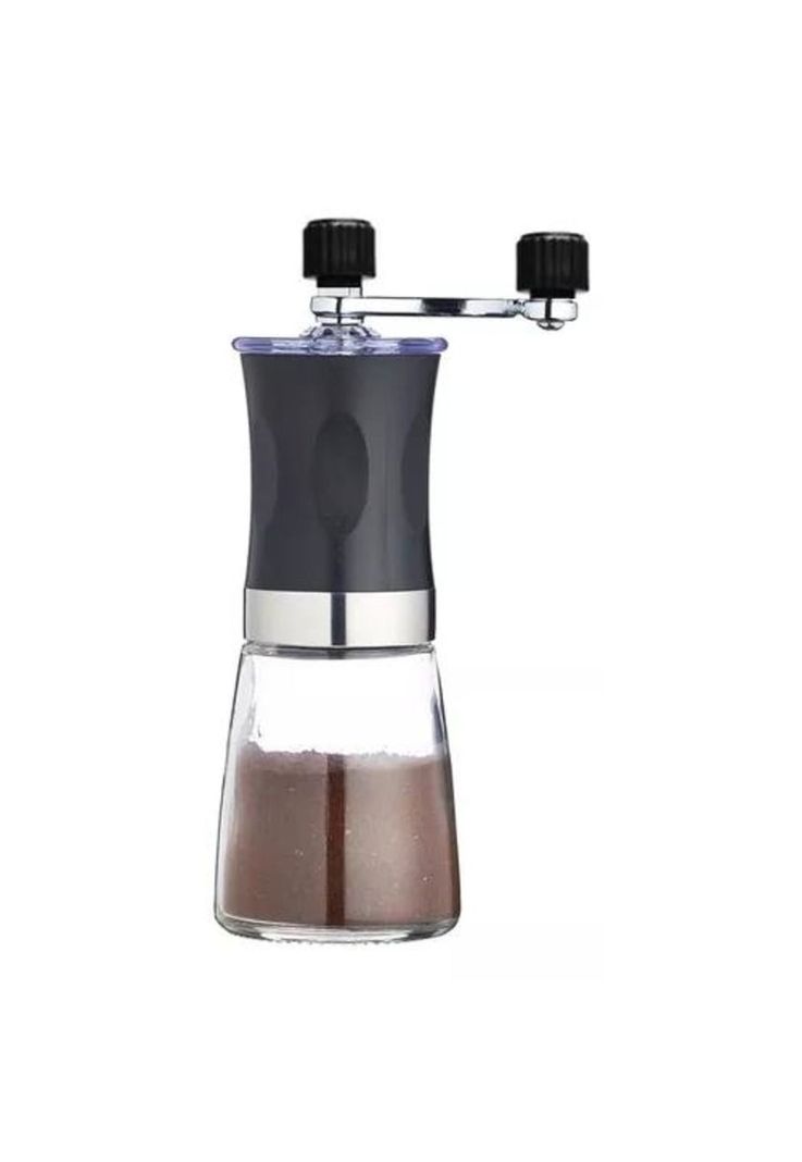 Moledor de café manual, molino de cerámica, molinillo de vidrio negro-0