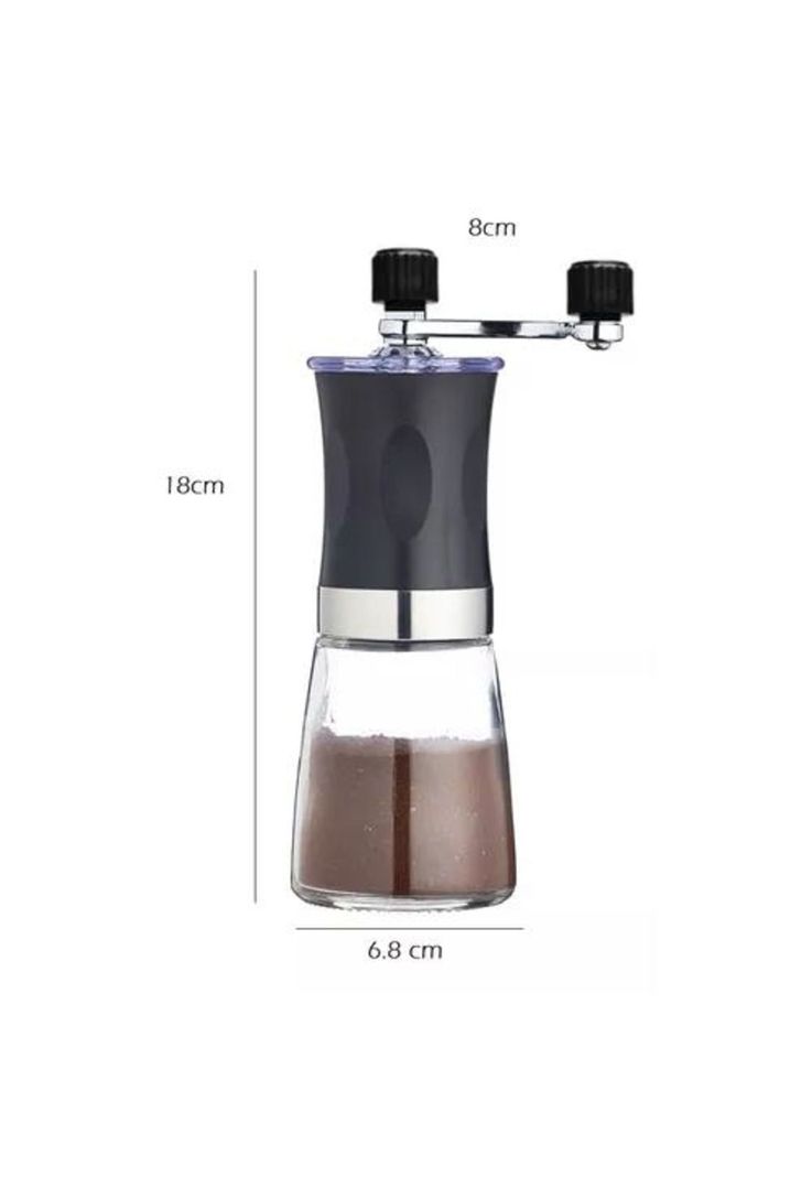 Moledor de café manual, molino de cerámica, molinillo de vidrio negro-1