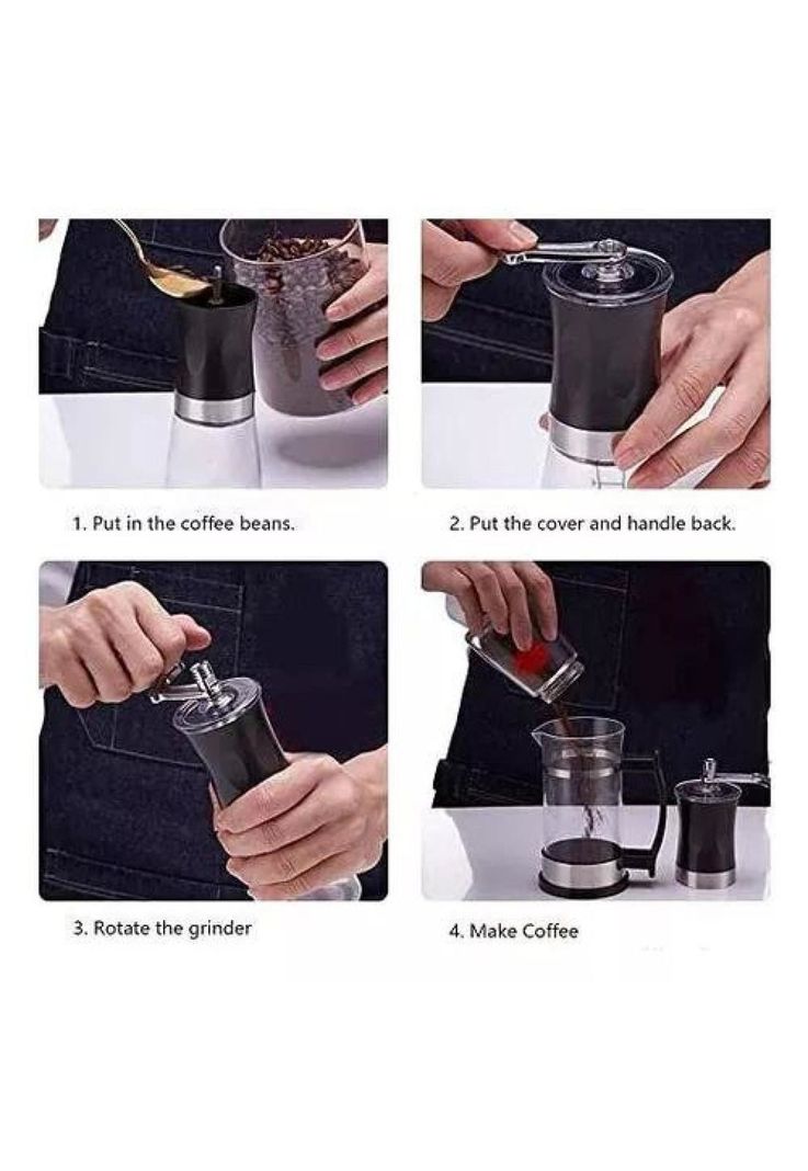 Moledor de café manual, molino de cerámica, molinillo de vidrio negro-2