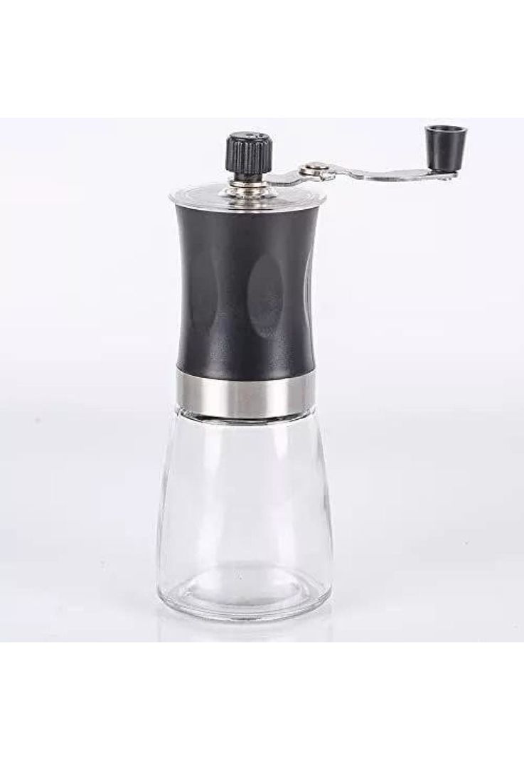 Moledor de café manual, molino de cerámica, molinillo de vidrio negro-3