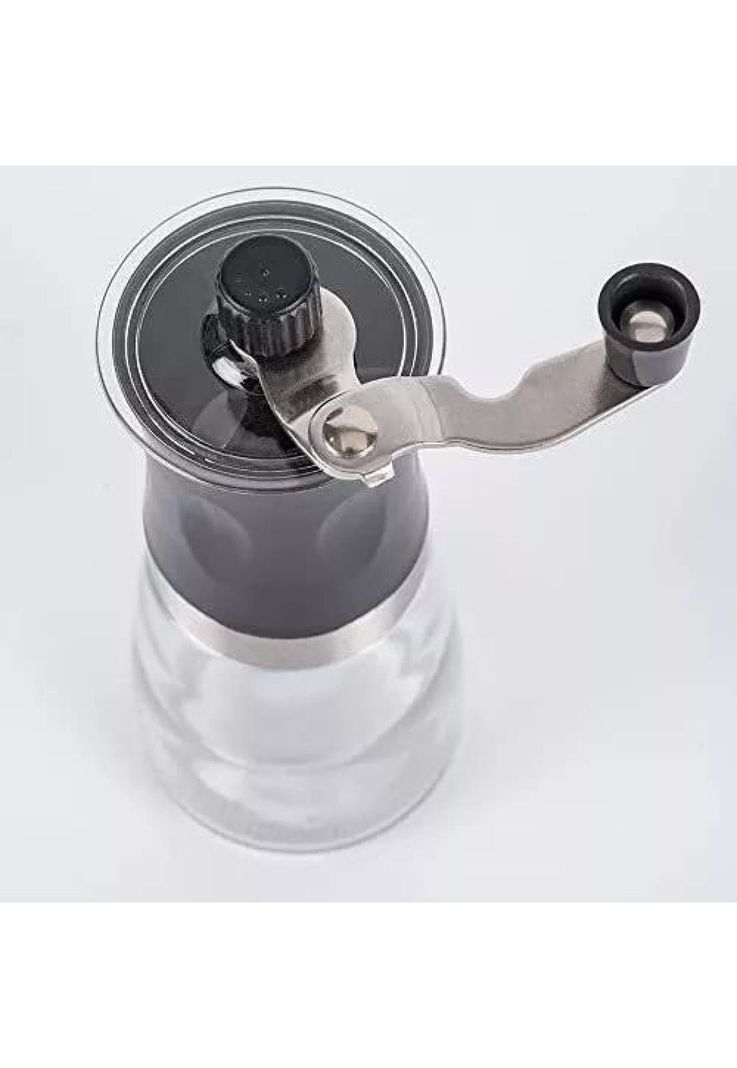 Moledor de café manual, molino de cerámica, molinillo de vidrio negro-4