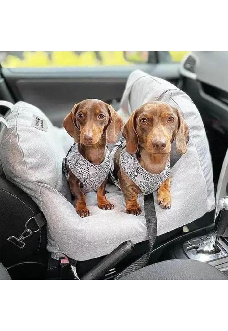 Asiento de auto para perro pequeño premium lavable gris-1