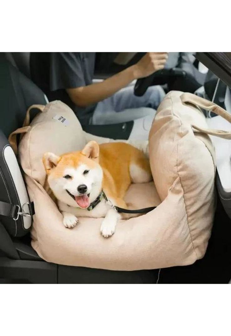 Asiento de auto para perro pequeño premium lavable gris-2