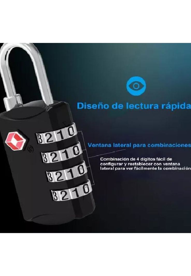 2pzs candados de combinación para equipaje color negro-3