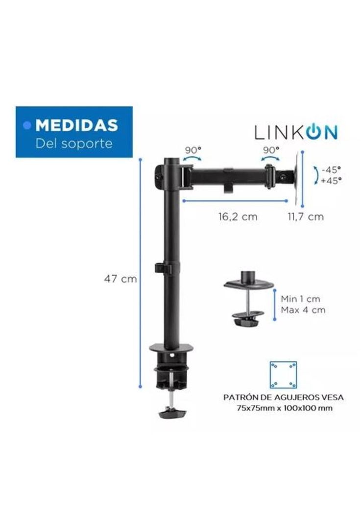 Soporte brazo para monitor vertical de escritorio negro-1
