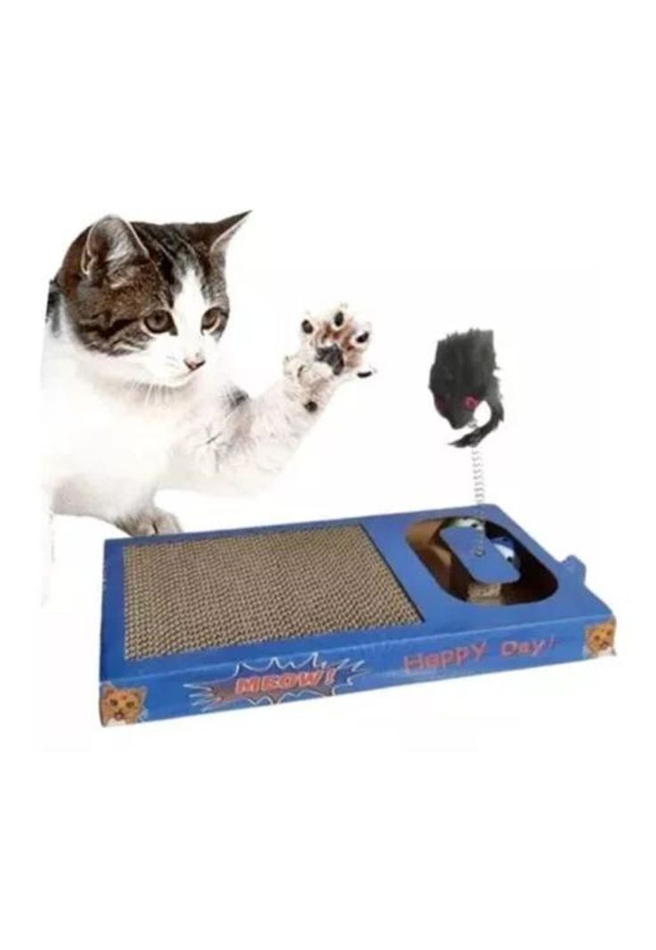 Divertido juguete gatos atrapa al ratón rascador azul-1