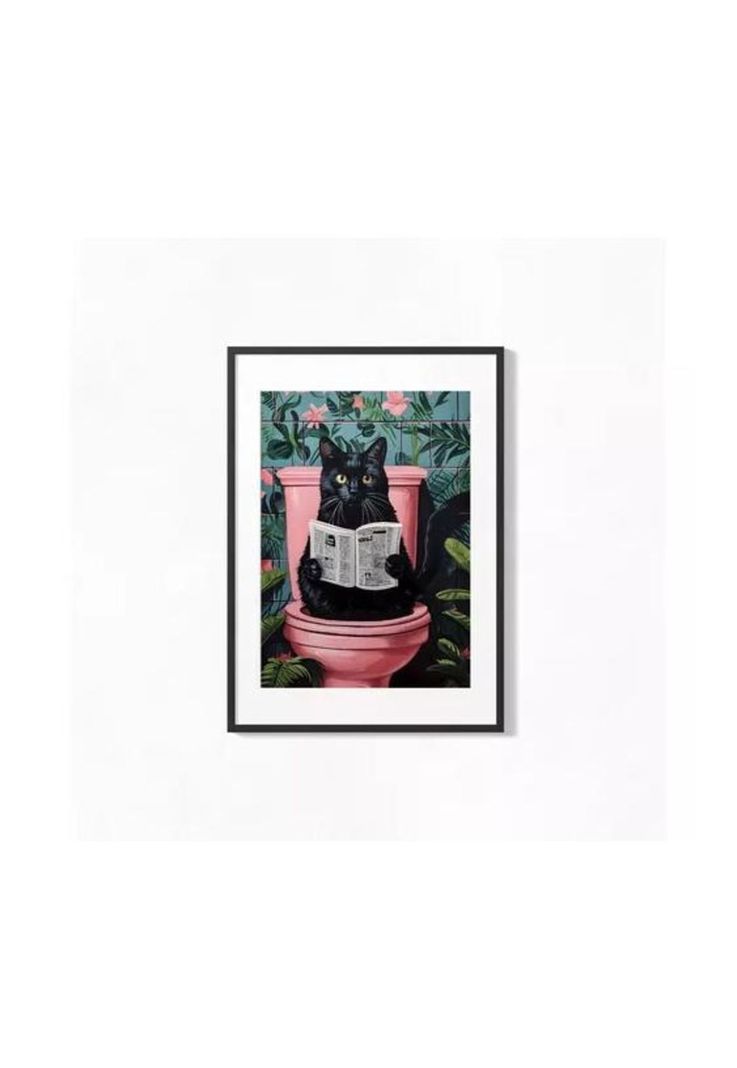 Cuadro 42x52 Poster Gato en el Baño