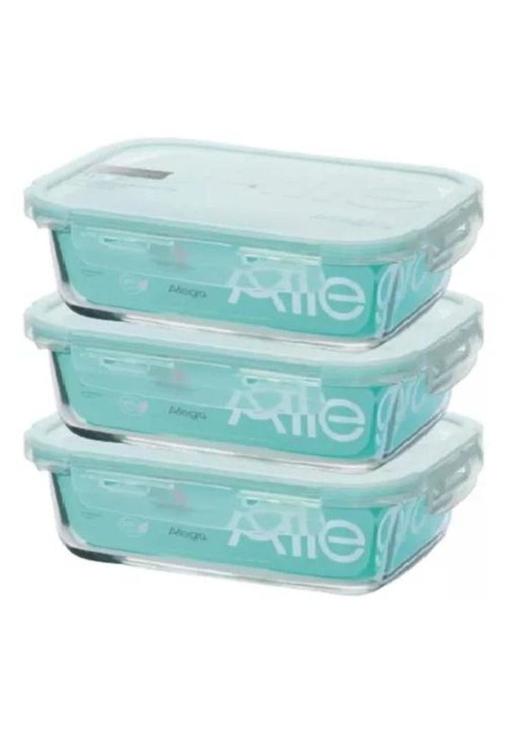 Pack de 3 tupper herméticos de vidrio para comida, 1.500 ml, Allegra, color transparente-0