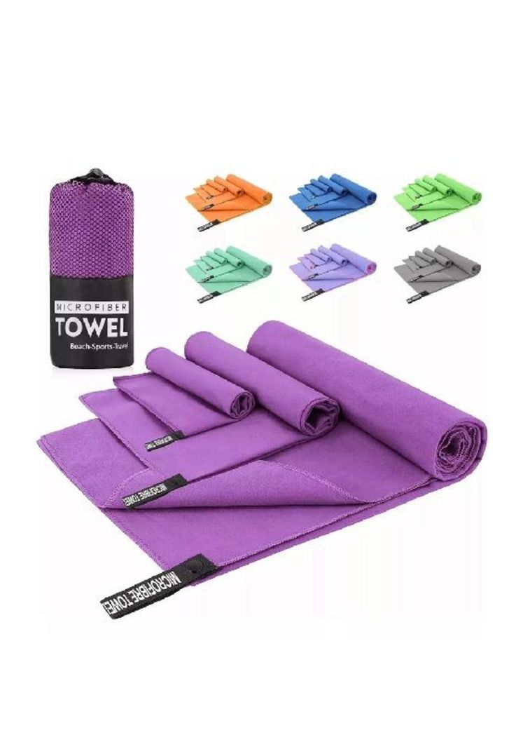 Toalla baño viaje microfibra secado rápido, pcs violeta-1