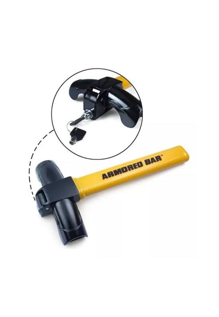Traba volante tipo candado antirrobo, acero con llave, color amarillo-1