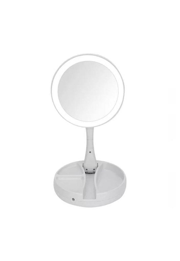 Espejo con Luz LED para Maquillaje Plegable y Aumento X10-0