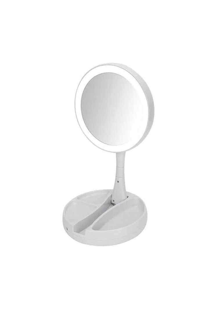Espejo con Luz LED para Maquillaje Plegable y Aumento X10-1