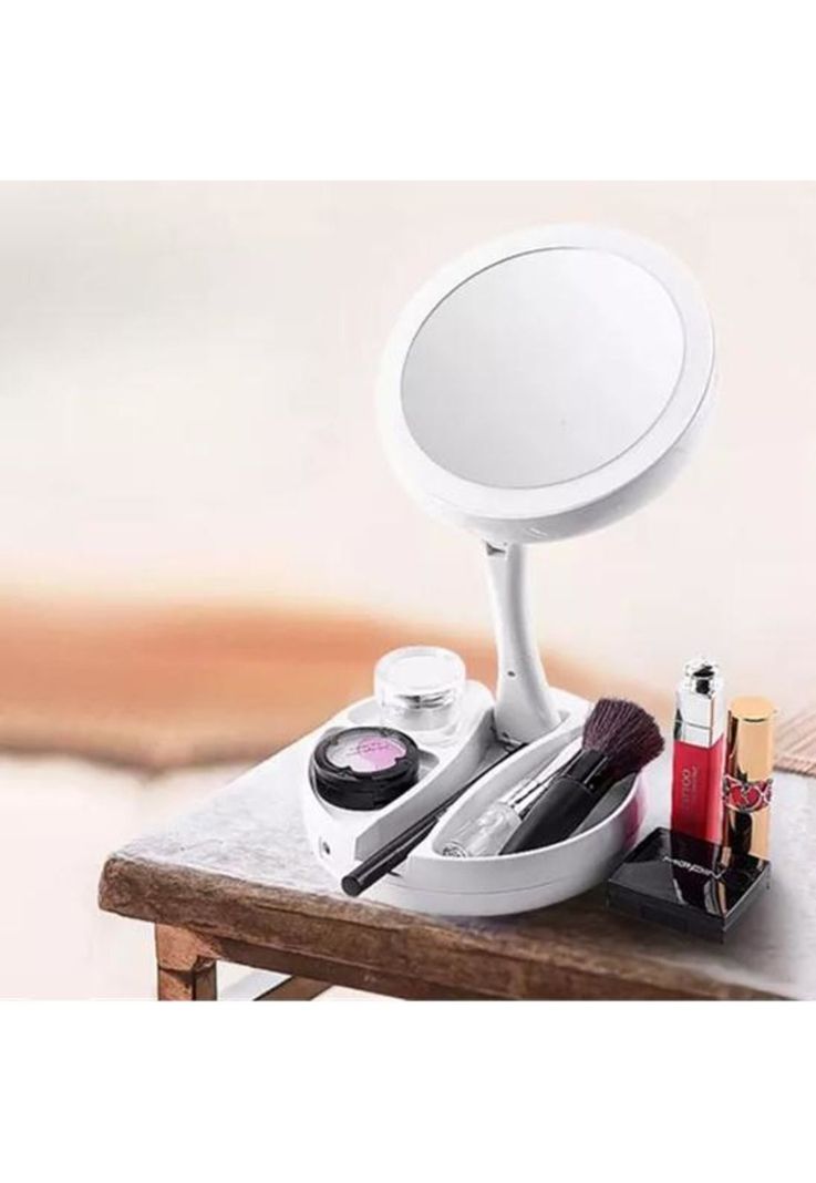 Espejo con Luz LED para Maquillaje Plegable y Aumento X10-3