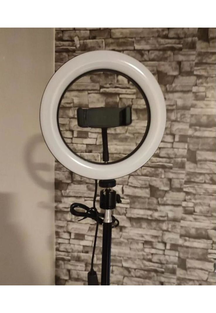 Anillo aro luz LED fotografía 26 cm + trípode ajustable, estructura negra, luz blanco frío-4