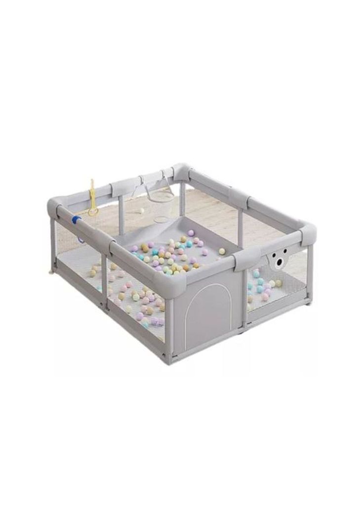 Corral centro de juegos para bebé con accesorios, 150x180x65 cm, gris-0