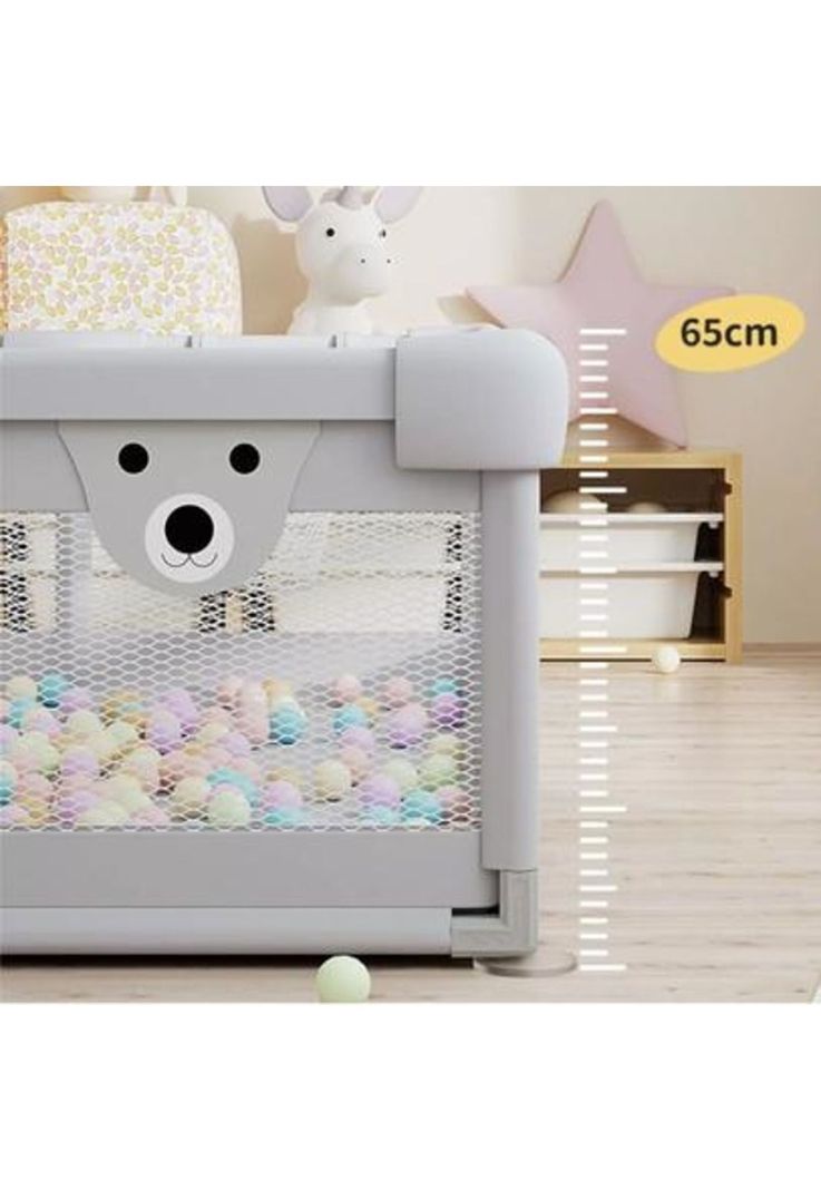 Corral centro de juegos para bebé con accesorios, 150x180x65 cm, gris-1
