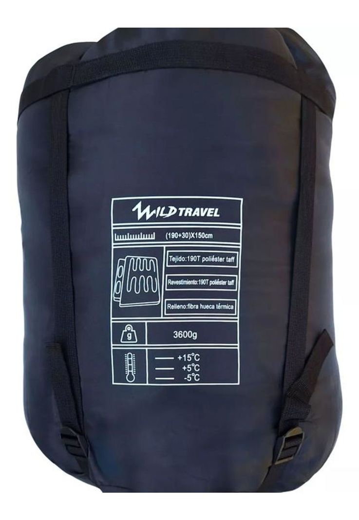 Saco de dormir dos plazas doble Wild Travel -5º +15º 3600g azul-3