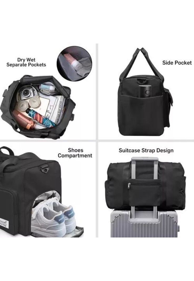 Bolso de viaje deportivo, 35 L, color negro-1