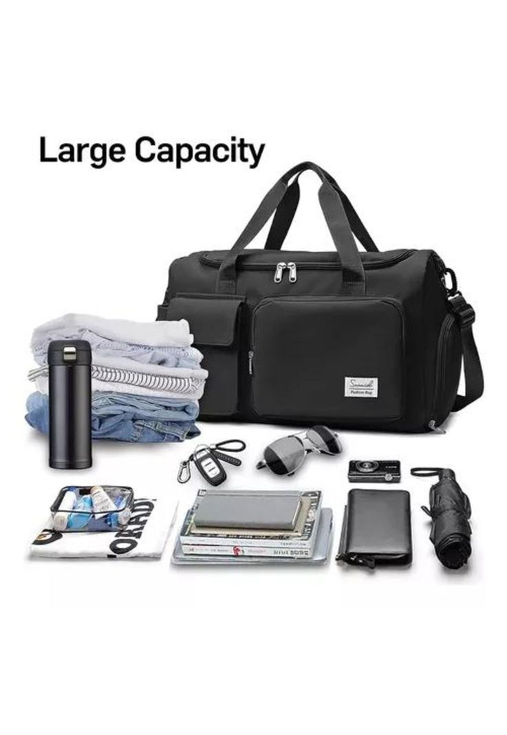 Bolso de viaje deportivo, 35 L, color negro-2