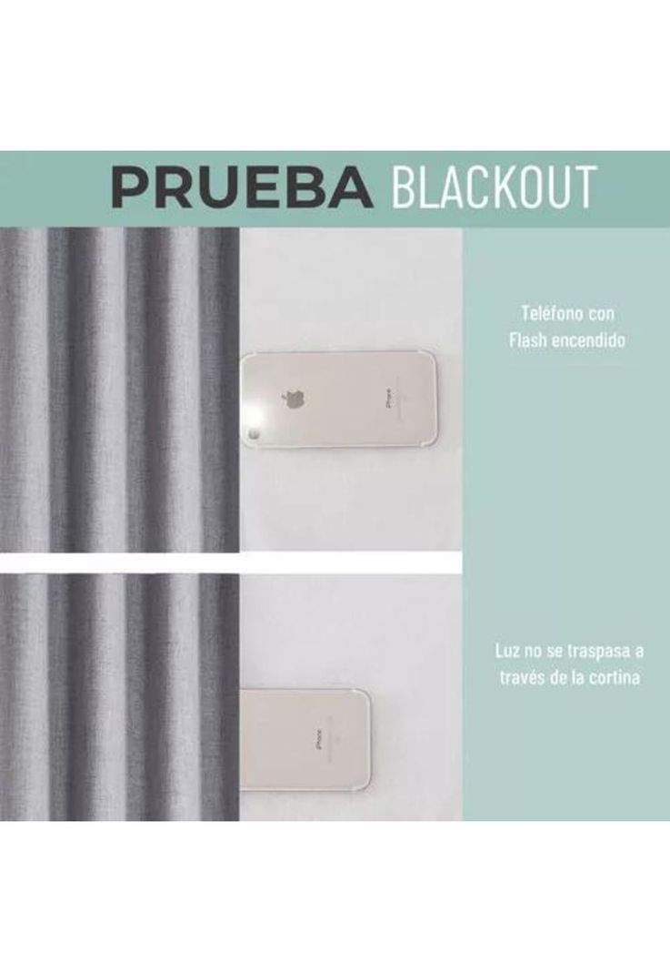 Cortina Blackout 100% 2 Paños 138x226 cm Textura Lino Gris Oscuro-1