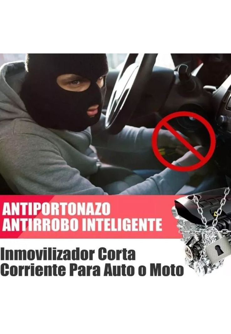 Inmovilizador bluetooth antiportonazo auto moto antirrobo, color negro-2