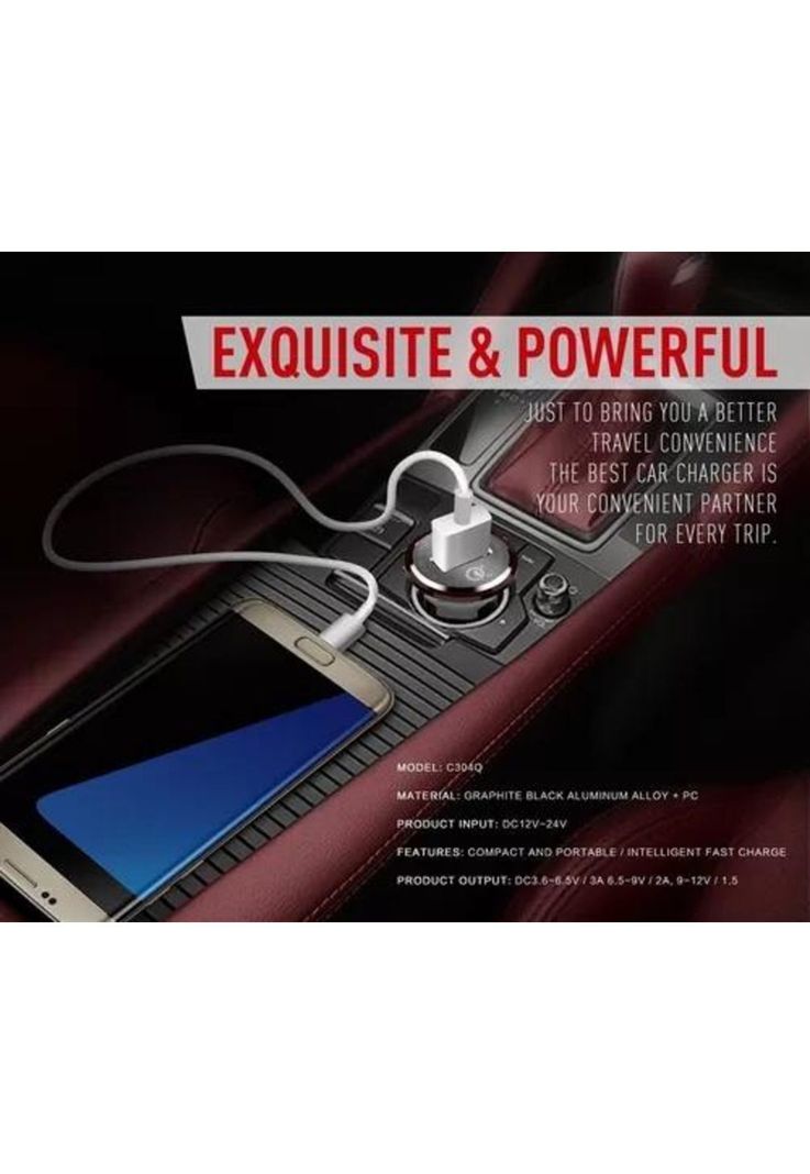 Cargador para auto QC 3.0 con cable micro USB gris-5