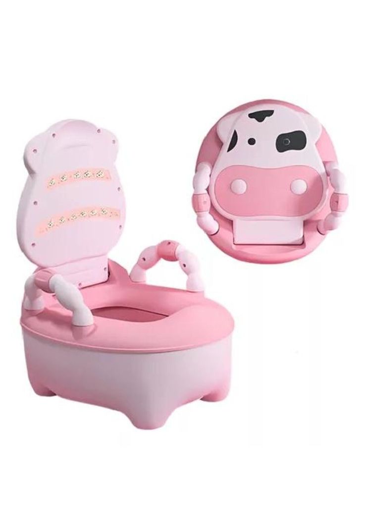Pelela Bacinica Baño Infantil - Para Niños, Vaquita, Color Rosa, con Cojín-0