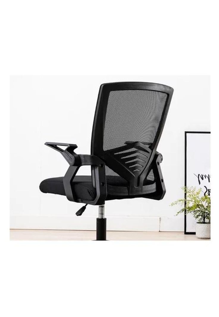 Silla de oficina ejecutiva ergonómica con respaldo de malla negra-5