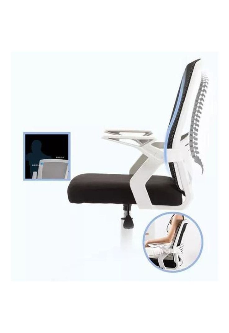 Silla de oficina ejecutiva ergonómica con respaldo de malla negra-2