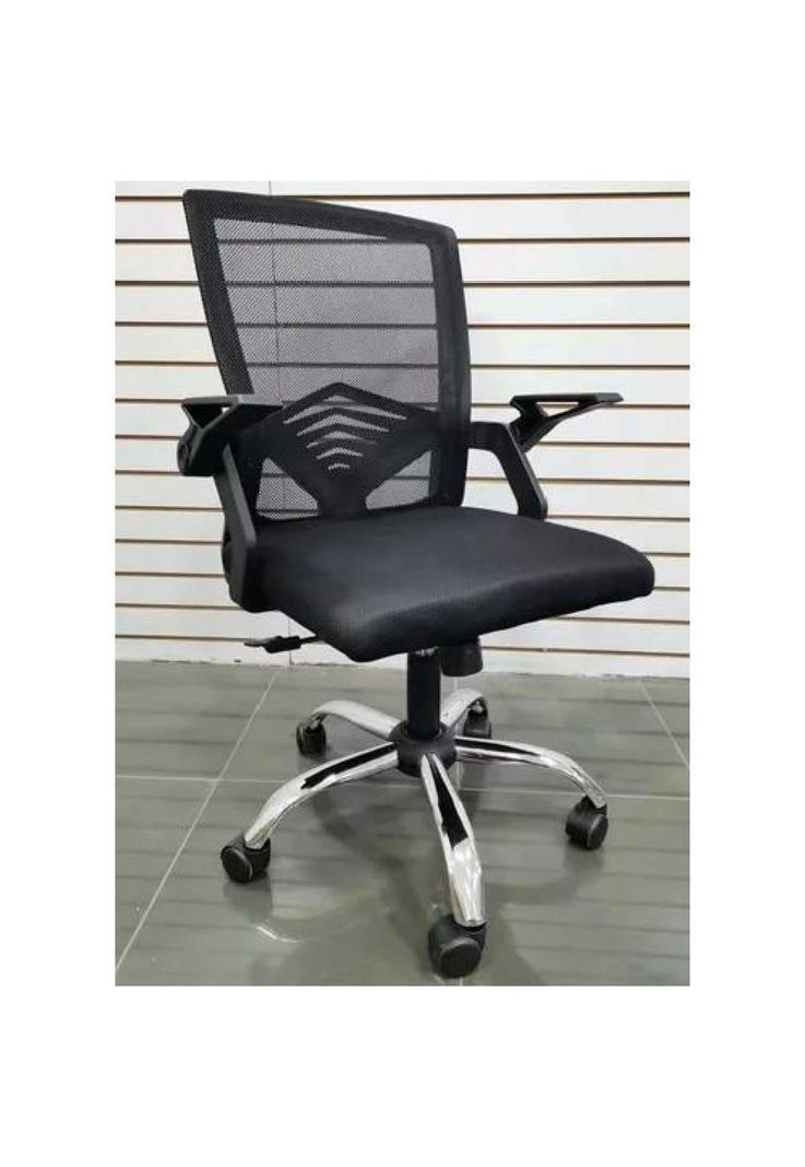 Silla de oficina ejecutiva ergonómica con respaldo de malla negra-3