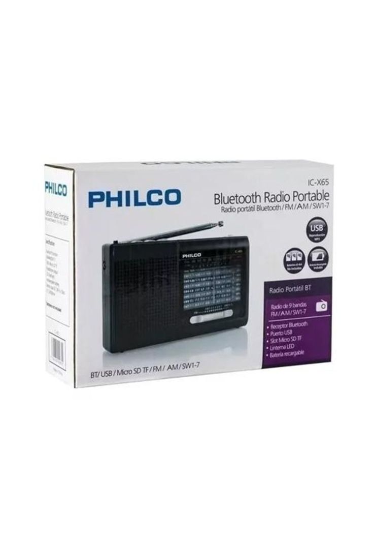 Radio portátil Philco IC-X65 multibandas USB / Tecnocenter, negro-3