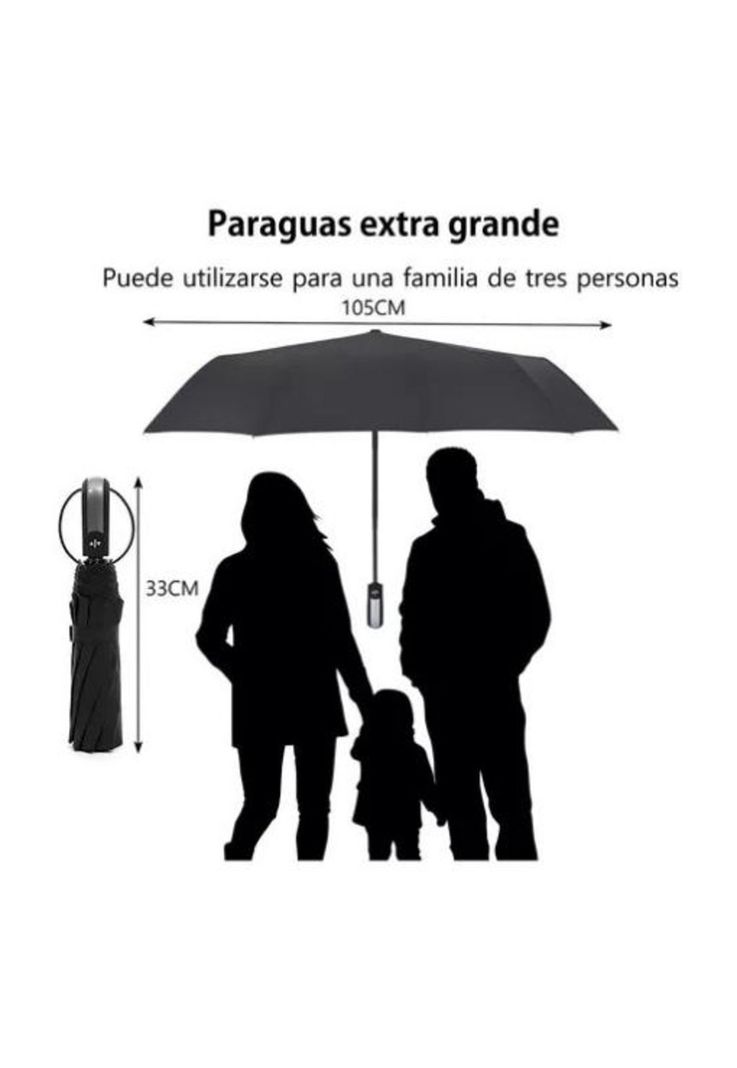 Paraguas pliegue automatico marco soporte color negro-4
