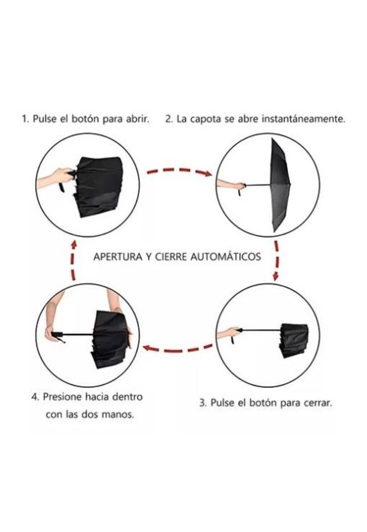Paraguas pliegue automatico marco soporte color negro-5
