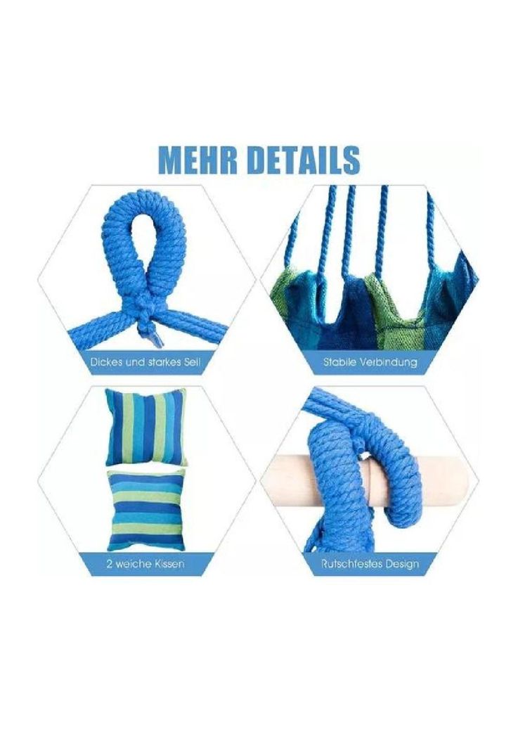 Columpio colgante azul y verde con dos almohadas para jardín-4