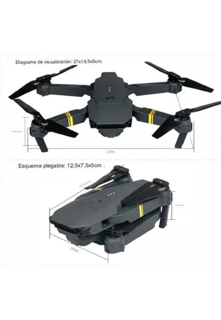Drone con Cámara Plegable, Resistente Negro-1