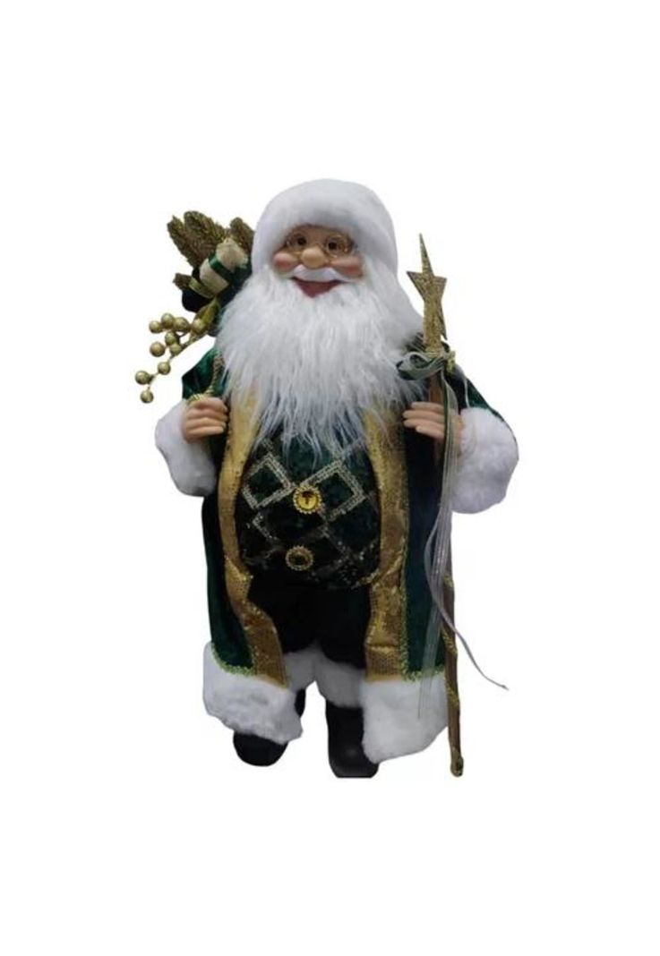 Viejo pascuero con regalo muñeco de Navidad verde-0