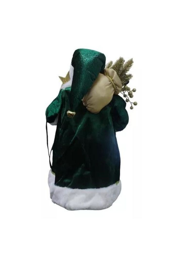 Viejo pascuero con regalo muñeco de Navidad verde-1