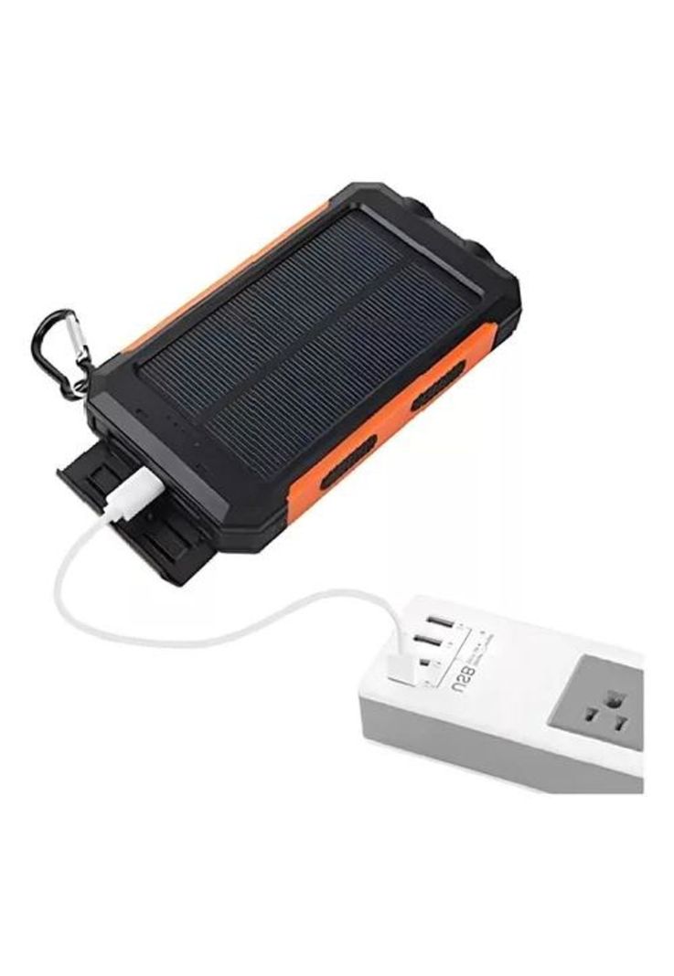 Solar power bank 12,000 mAh, cargador solar portátil dual, color negro-2