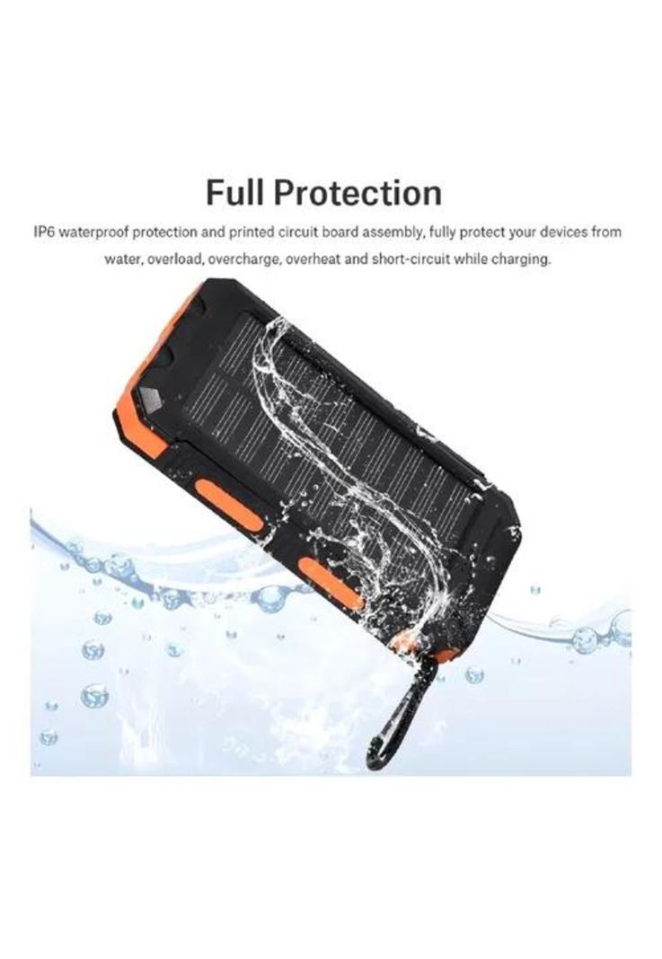 Solar power bank 12,000 mAh, cargador solar portátil dual, color negro-3