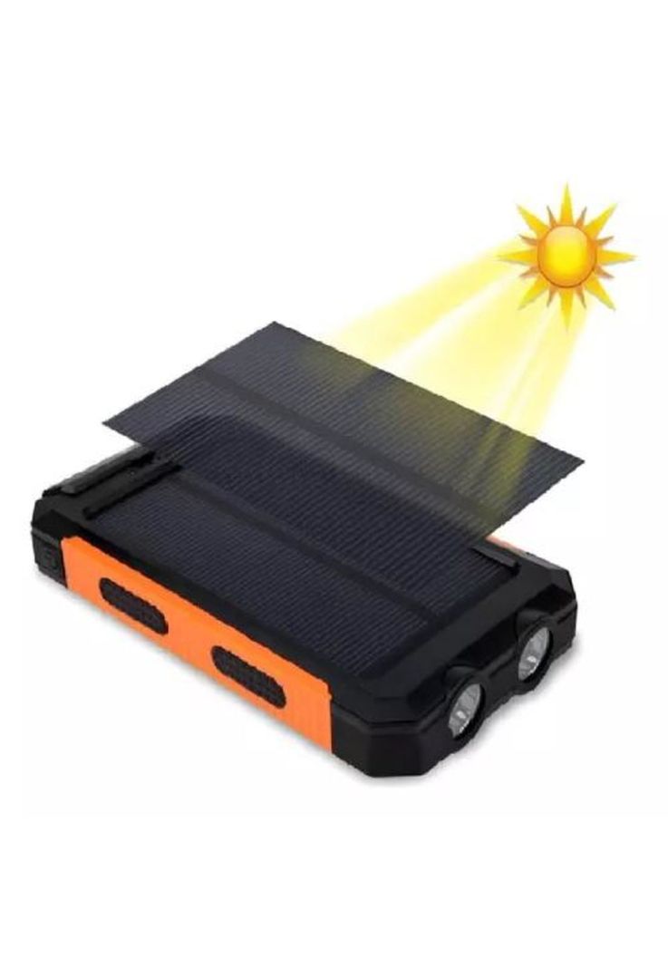 Solar power bank 12,000 mAh, cargador solar portátil dual, color negro-4
